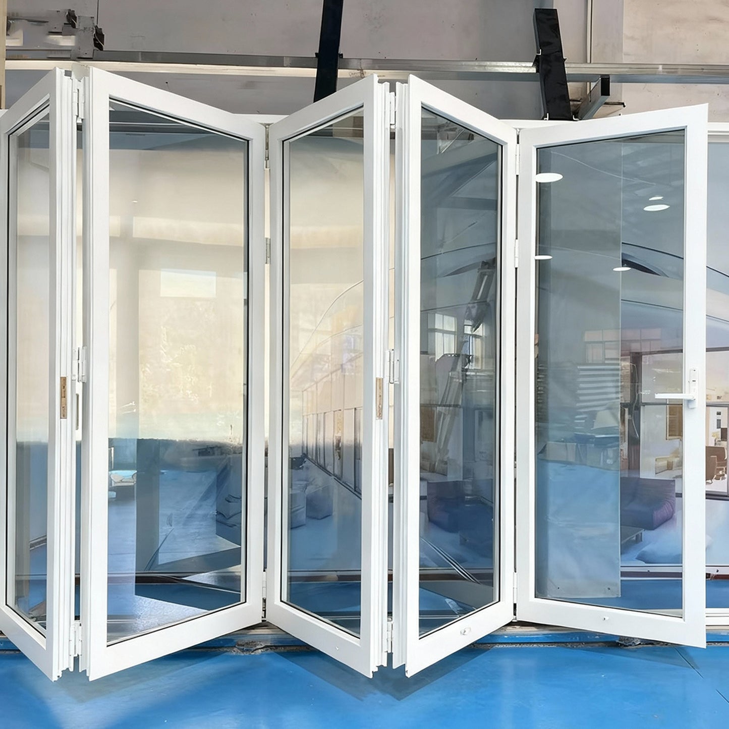 Luvindow Thermal Break Aluminum Bi-Fold Door 192 in x 96 in 3-9/16 in Jamb, Double-Tempered Low-E Argon Glass, White Finish, Interior Door, Patio Door