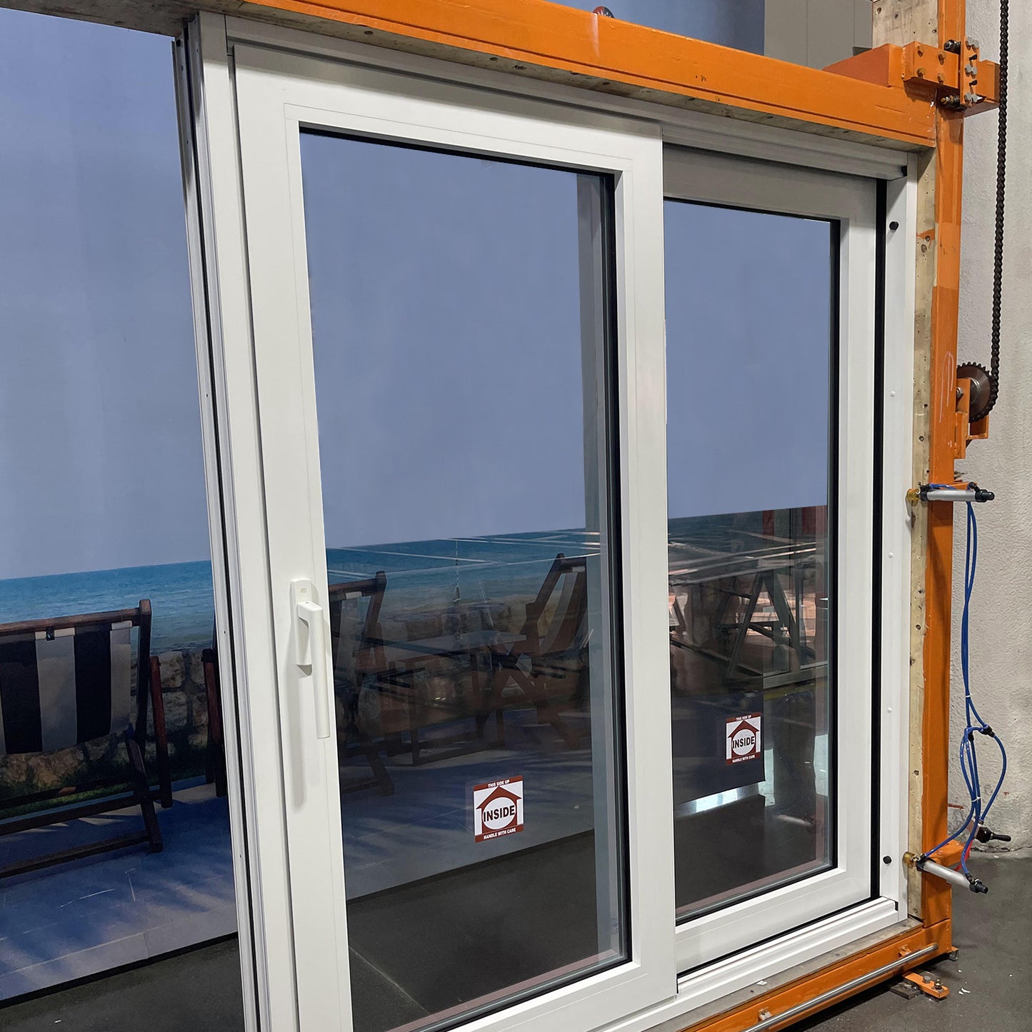 Luvindow Superior Thermal Insulation Aluminum Lift and slide Door 72 in x 80 in 3-9/16 in Jamb, Double-Tempered Low-E Argon Glass, White Finish, Interior Door, Patio Door