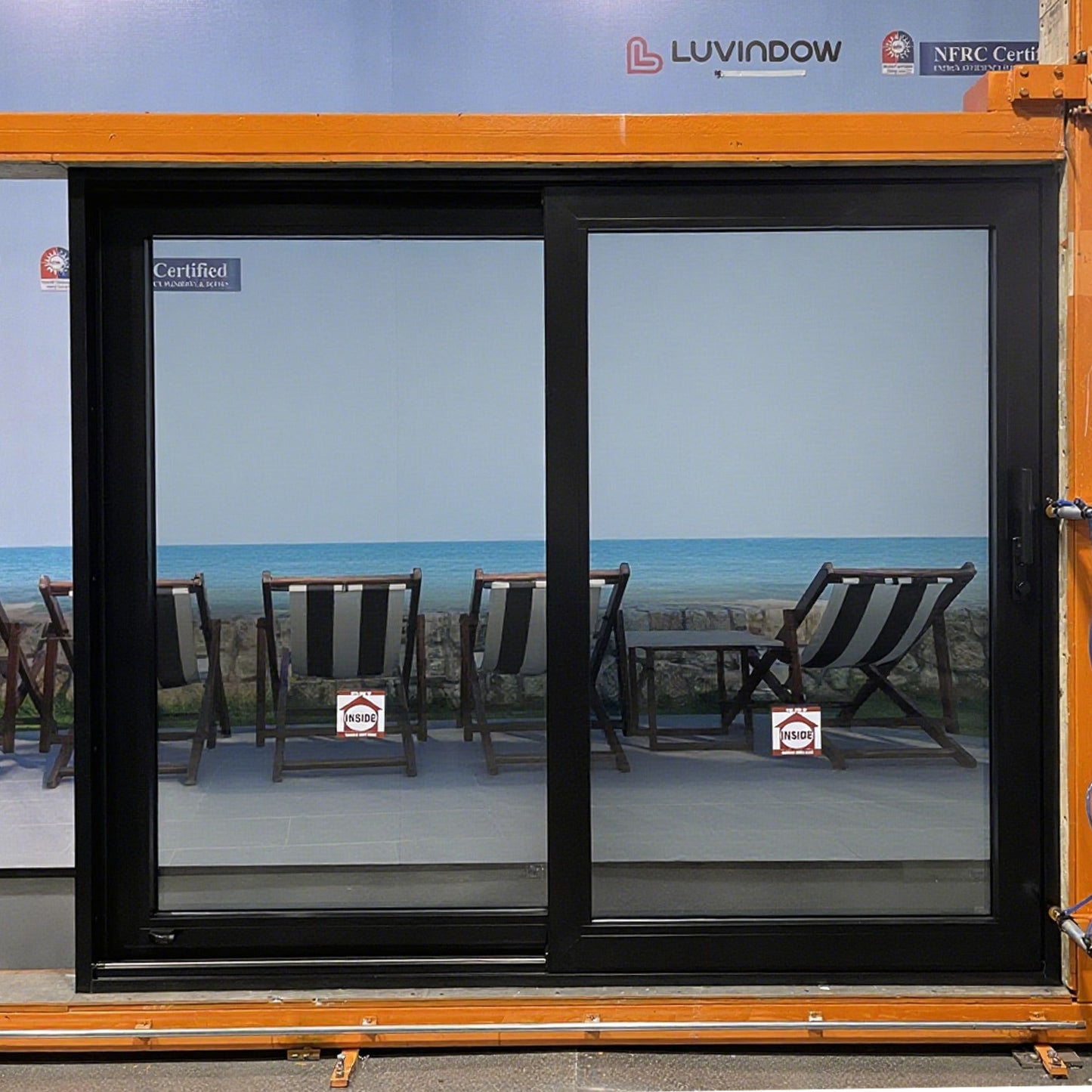 Luvindow Superior Thermal Insulation Aluminum Lift and slide Door 96 in x 80 in 3-9/16 in Jamb, Double-Tempered Low-E Argon Glass, Black Finish, Interior Door, Patio Door