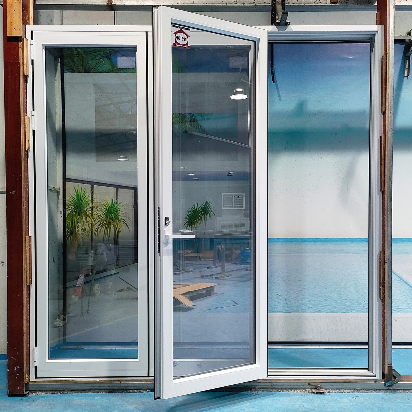 Luvindow Thermal Break Aluminum Bi-Fold Door 96 in x 96 in 3-9/16 in Jamb, Double-Tempered Low-E Argon Glass, White Finish, Interior Door, Patio Door