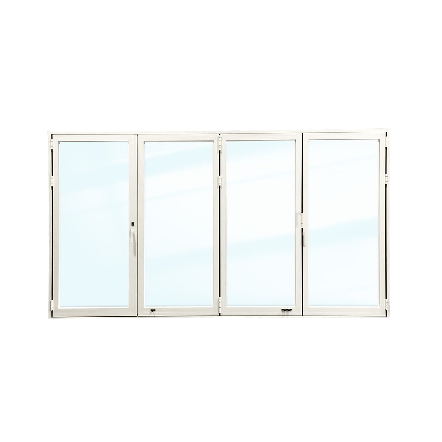 Luvindow Thermal Break Aluminum Bi-Fold Door 144 in x 80 in 3-9/16 in Jamb, Double-Tempered Low-E Argon Glass, white Finish, Interior Door, Patio Door