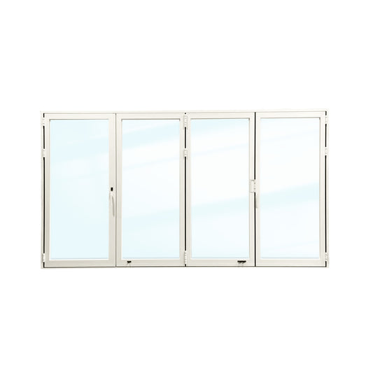 Luvindow Thermal Break Aluminum Bi-Fold Door 144 in x 80 in 3-9/16 in Jamb, Double-Tempered Low-E Argon Glass, white Finish, Interior Door, Patio Door
