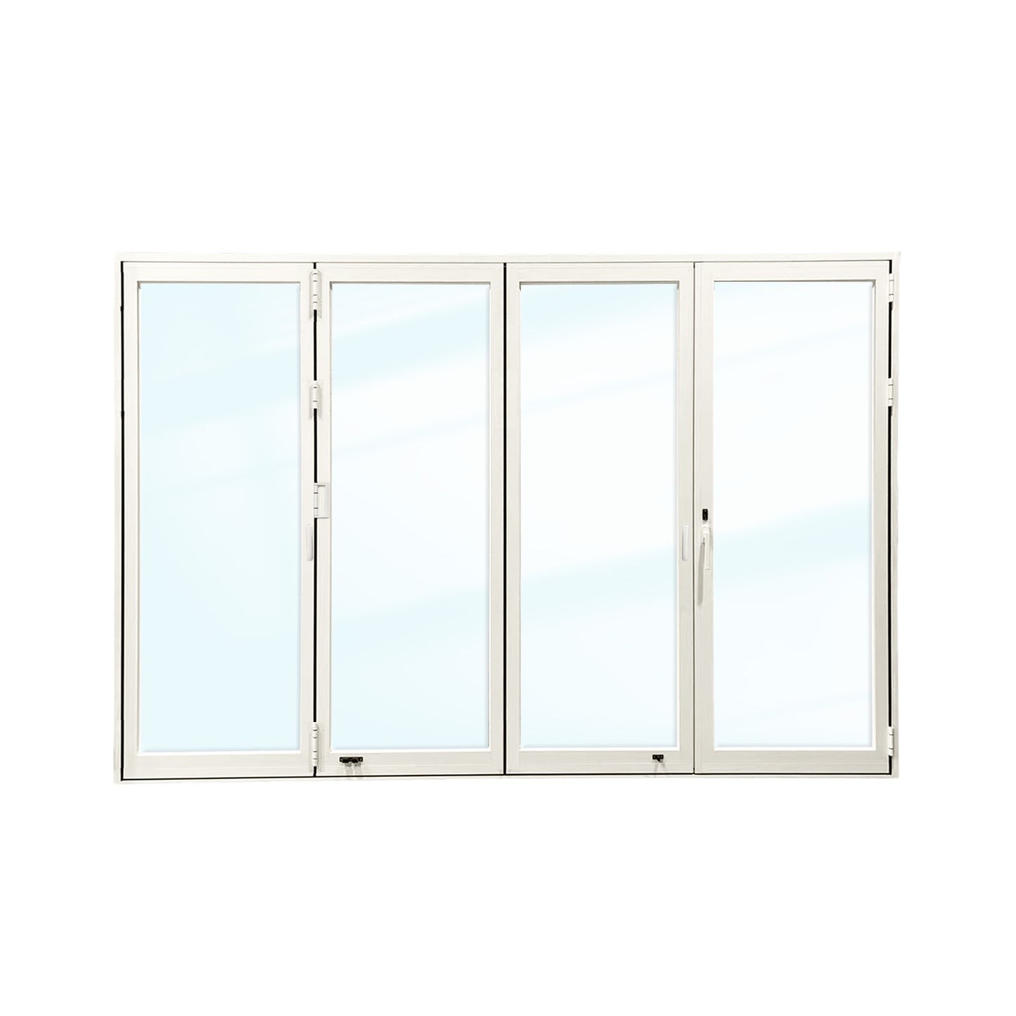 Luvindow Thermal Break Aluminum Bi-Fold Door 144 in x 96 in 3-9/16 in Jamb, Double-Tempered Low-E Argon Glass, White Finish, Interior Door, Patio Door