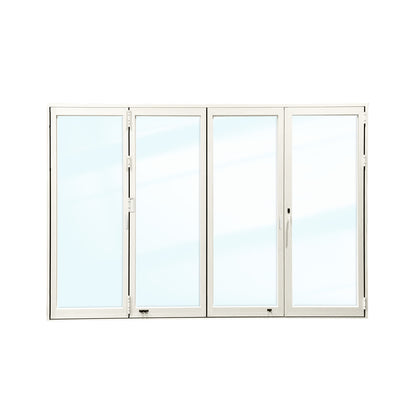 Luvindow Thermal Break Aluminum Bi-Fold Door 144 in x 96 in 3-9/16 in Jamb, Double-Tempered Low-E Argon Glass, White Finish, Interior Door, Patio Door