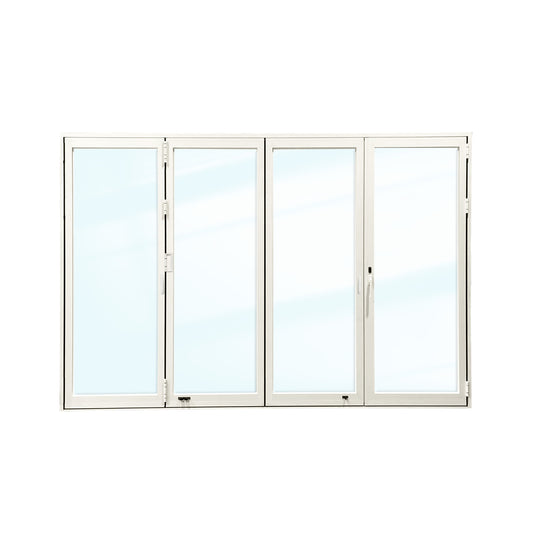 Luvindow Thermal Break Aluminum Bi-Fold Door 144 in x 96 in 3-9/16 in Jamb, Double-Tempered Low-E Argon Glass, White Finish, Interior Door, Patio Door