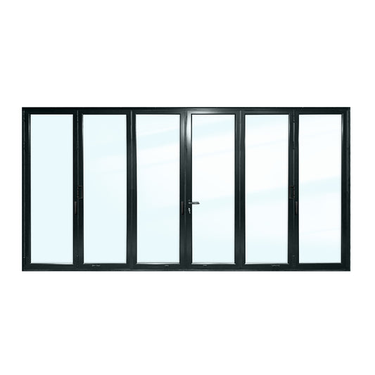 Luvindow Thermal Break Aluminum Bi-Fold Door 192 in x 96 in 3-9/16 in Jamb, Double-Tempered Low-E Argon Glass, Black Finish, Interior Door, Patio Door