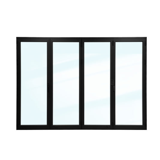 Luvindow Thermal Break Aluminum Bi-Fold Door 144 in x 80 in 3-9/16 in Jamb, Double-Tempered Low-E Argon Glass, Black Finish, Interior Door, Patio Door