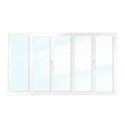 Luvindow Thermal Break Aluminum Bi-Fold Door 168 in x 96 in 3-9/16 in Jamb, Double-Tempered Low-E Argon Glass, White Finish, Interior Door, Patio Door