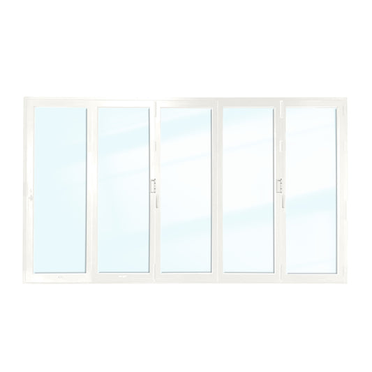 Luvindow Thermal Break Aluminum Bi-Fold Door 168 in x 96 in 3-9/16 in Jamb, Double-Tempered Low-E Argon Glass, White Finish, Interior Door, Patio Door