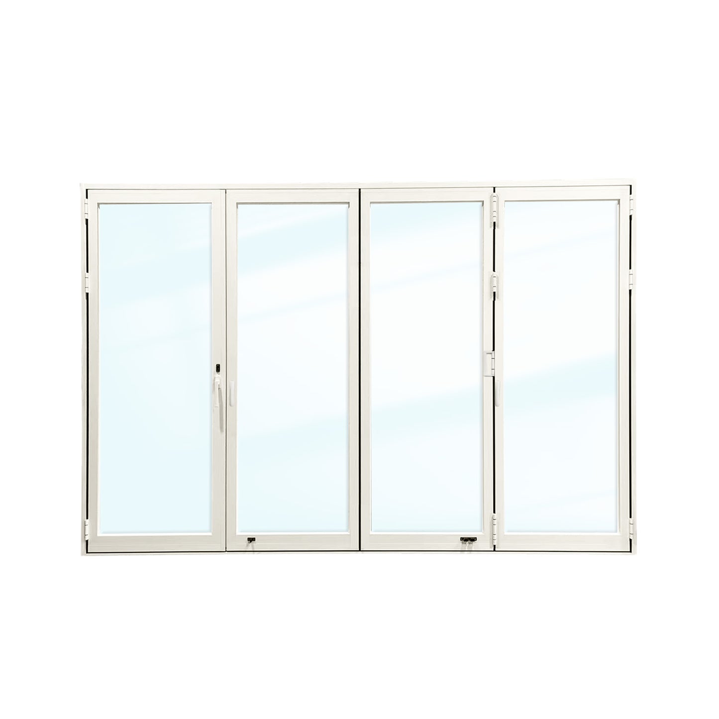 Luvindow Thermal Break Aluminum Bi-Fold Door 144 in x 96 in 3-9/16 in Jamb, Double-Tempered Low-E Argon Glass, White Finish, Interior Door, Patio Door