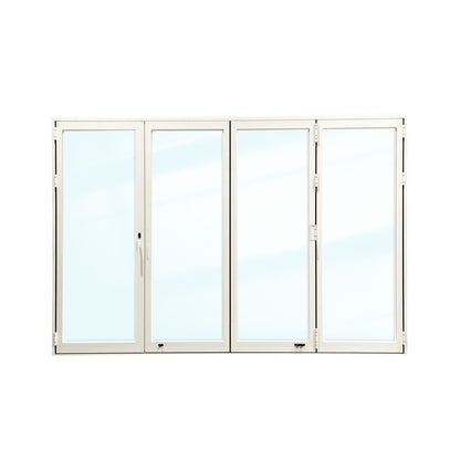Luvindow Thermal Break Aluminum Bi-Fold Door 144 in x 96 in 3-9/16 in Jamb, Double-Tempered Low-E Argon Glass, White Finish, Interior Door, Patio Door