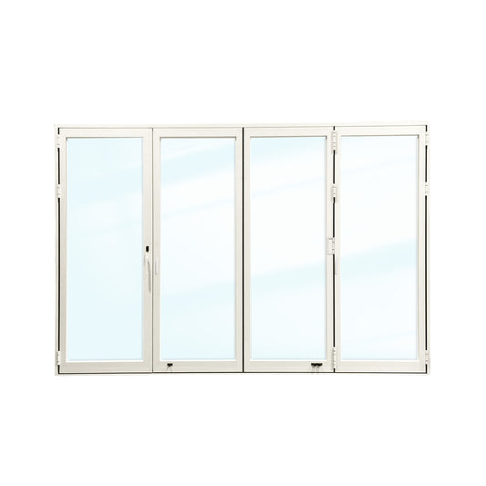 Luvindow Thermal Break Aluminum Bi-Fold Door 144 in x 96 in 3-9/16 in Jamb, Double-Tempered Low-E Argon Glass, White Finish, Interior Door, Patio Door