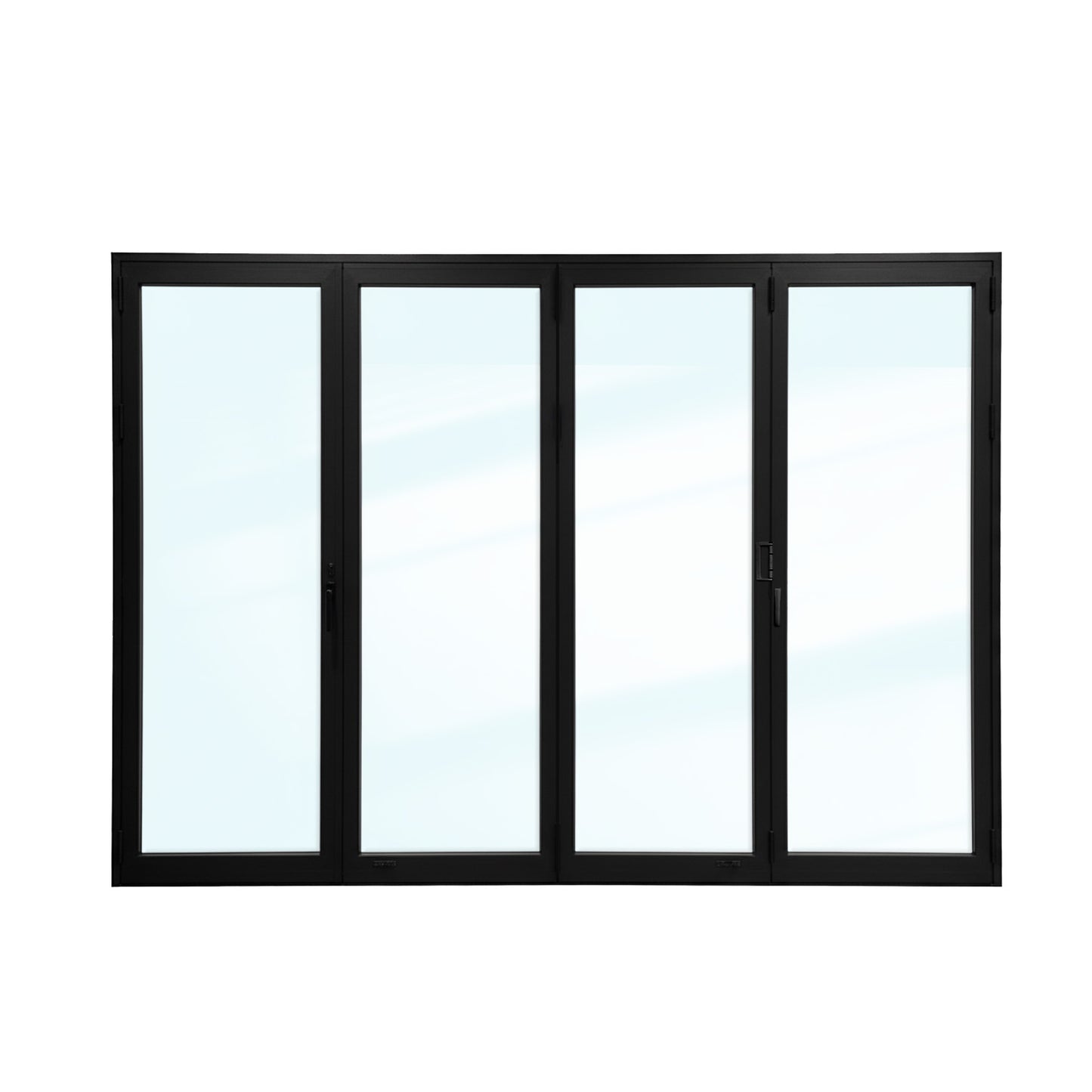 Luvindow Thermal Break Aluminum Bi-Fold Door 144 in x 96 in 3-9/16 in Jamb, Double-Tempered Low-E Argon Glass, Black Finish, Interior Door, Patio Door