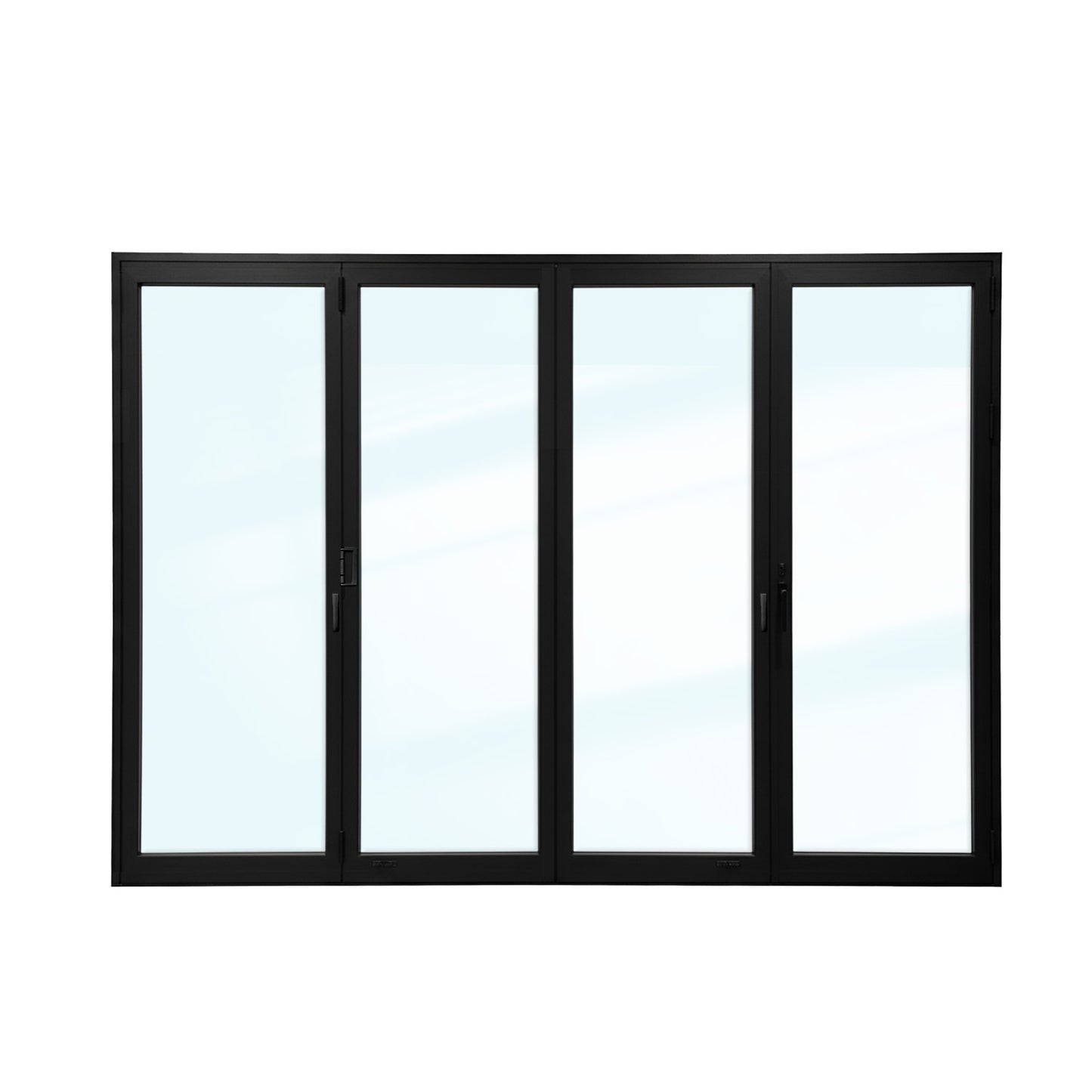 Luvindow Thermal Break Aluminum Bi-Fold Door 144 in x 96 in 3-9/16 in Jamb, Double-Tempered Low-E Argon Glass, Black Finish, Interior Door, Patio Door