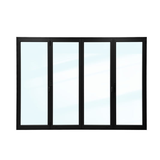 Luvindow Thermal Break Aluminum Bi-Fold Door 144 in x 96 in 3-9/16 in Jamb, Double-Tempered Low-E Argon Glass, Black Finish, Interior Door, Patio Door