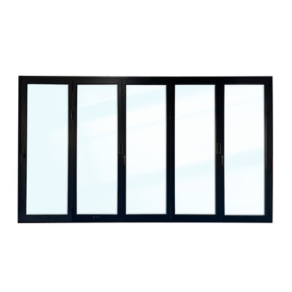 Luvindow Thermal Break Aluminum Bi-Fold Door 168 in x 96 in 3-9/16 in Jamb, Double-Tempered Low-E Argon Glass, Black Finish, Interior Door, Patio Door