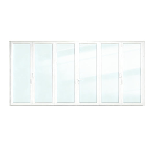 Luvindow Thermal Break Aluminum Bi-Fold Door 192 in x 96 in 3-9/16 in Jamb, Double-Tempered Low-E Argon Glass, White Finish, Interior Door, Patio Door