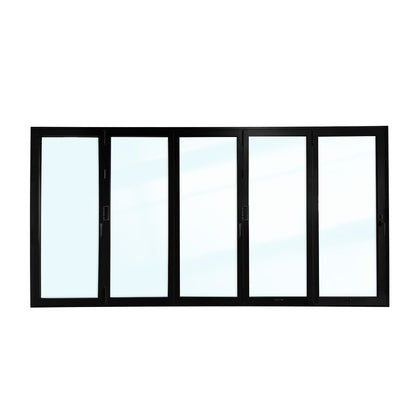 Luvindow Thermal Break Aluminum Bi-Fold Door 192 in x 96 in 3-9/16 in Jamb, Double-Tempered Low-E Argon Glass, Black Finish, Interior Door, Patio Door