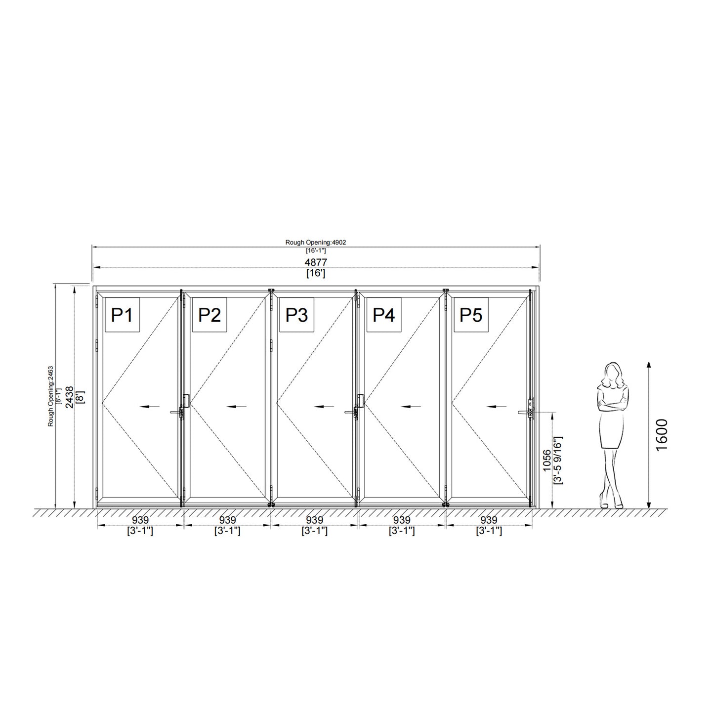 Luvindow Thermal Break Aluminum Bi-Fold Door 192 in x 96 in 3-9/16 in Jamb, Double-Tempered Low-E Argon Glass, White Finish, Interior Door, Patio Door