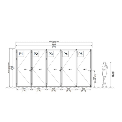 Luvindow Thermal Break Aluminum Bi-Fold Door 192 in x 96 in 3-9/16 in Jamb, Double-Tempered Low-E Argon Glass, White Finish, Interior Door, Patio Door