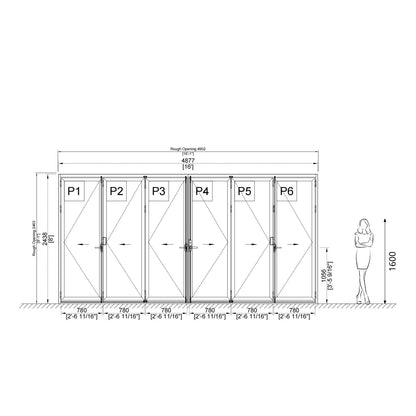 Luvindow Thermal Break Aluminum Bi-Fold Door 192 in x 96 in 3-9/16 in Jamb, Double-Tempered Low-E Argon Glass, Black Finish, Interior Door, Patio Door