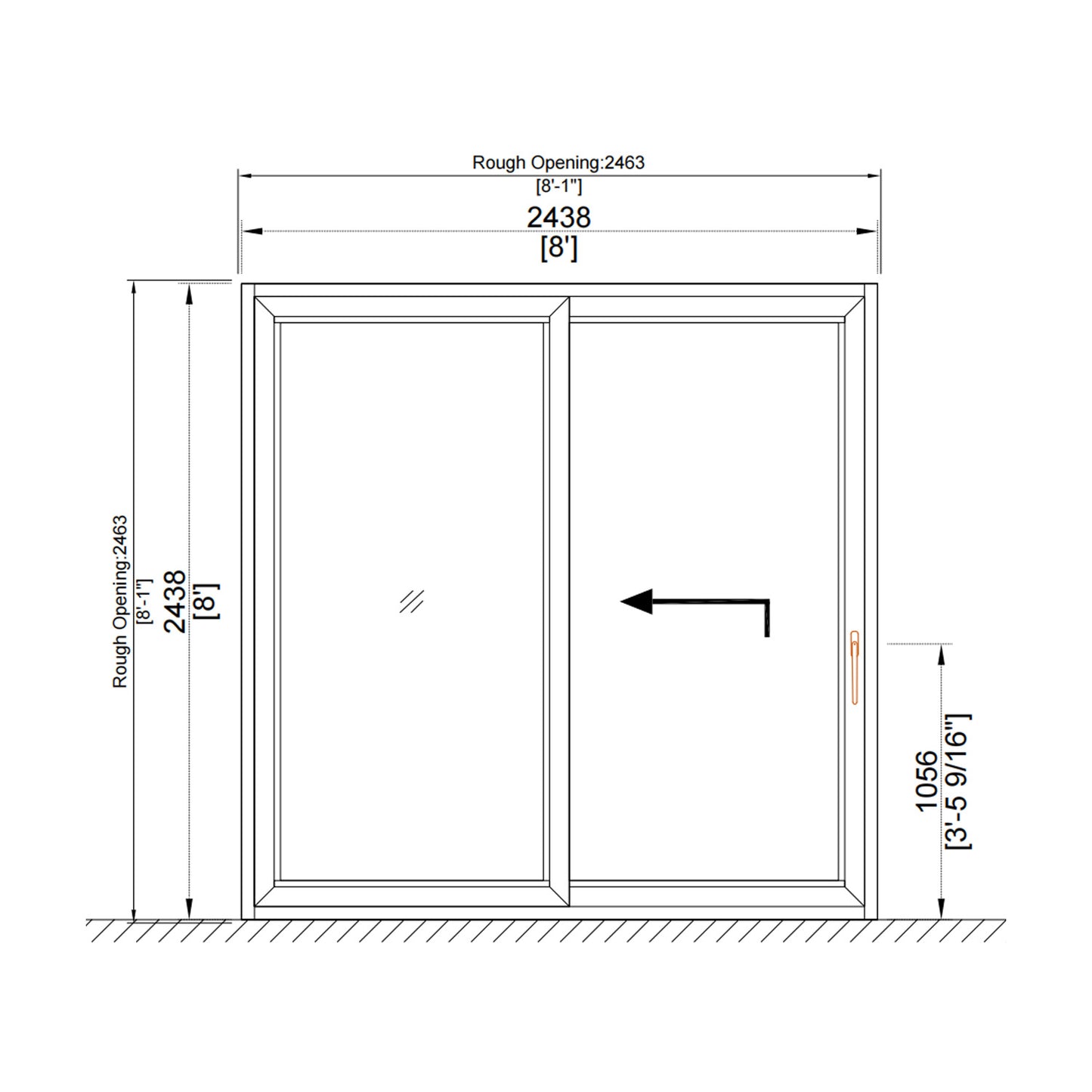 Luvindow Superior Thermal Insulation Aluminum Lift and slide Door 96 in x 96 in 3-9/16 in Jamb, Double-Tempered Low-E Argon Glass, White Finish, Interior Door, Patio Door