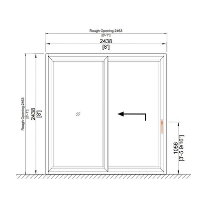 Luvindow Superior Thermal Insulation Aluminum Lift and slide Door 96 in x 96 in 3-9/16 in Jamb, Double-Tempered Low-E Argon Glass, White Finish, Interior Door, Patio Door
