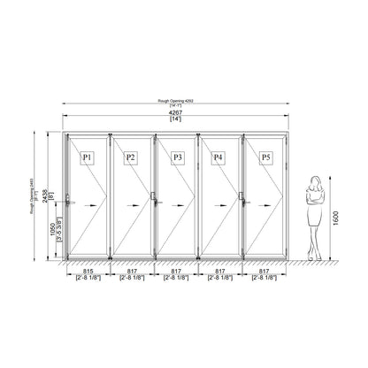 Luvindow Thermal Break Aluminum Bi-Fold Door 168 in x 96 in 3-9/16 in Jamb, Double-Tempered Low-E Argon Glass, White Finish, Interior Door, Patio Door