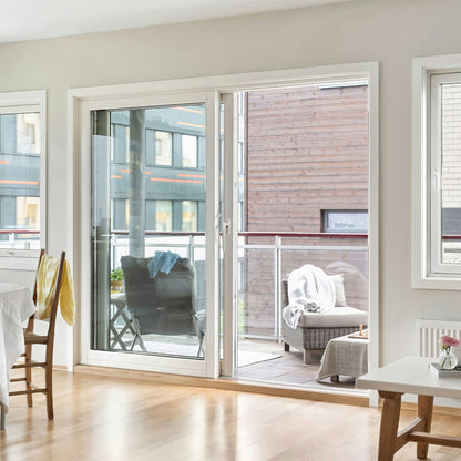 Luvindow Superior Thermal Insulation Aluminum Lift and slide Door 96 in x 80 in 3-9/16 in Jamb, Double-Tempered Low-E Argon Glass, White Finish, Interior Door, Patio Door