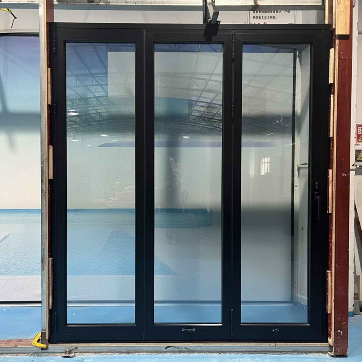 Luvindow Thermal Break Aluminum Bi-Fold Door 96 in x 96 in 3-9/16 in Jamb, Double-Tempered Low-E Argon Glass, Black Finish, Interior Door, Patio Door