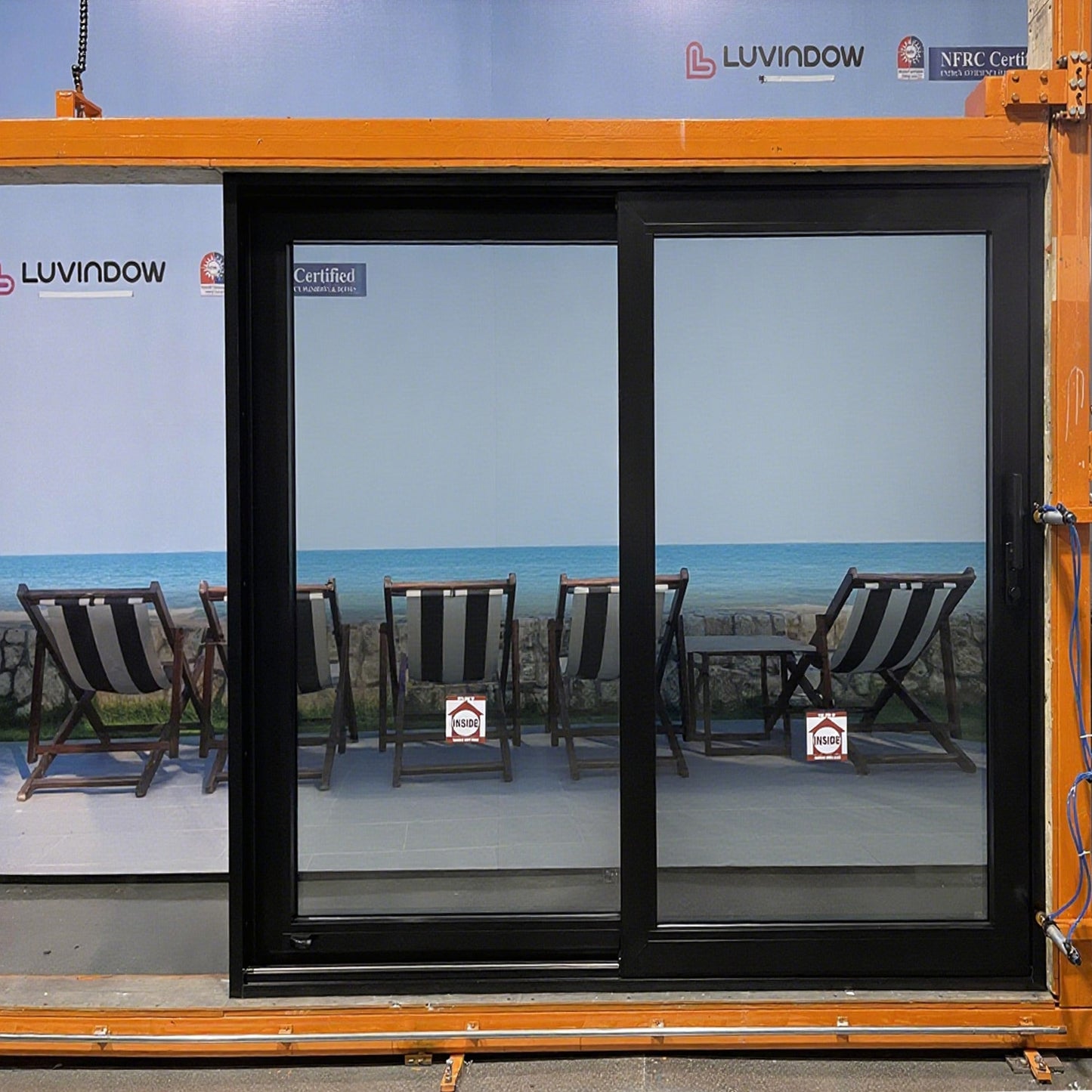 Luvindow Superior Thermal Insulation Aluminum Lift and slide Door 72 in x 80 in 3-9/16 in Jamb, Double-Tempered Low-E Argon Glass, Black Finish, Interior Door, Patio Door