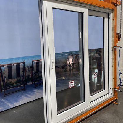 Luvindow Superior Thermal Insulation Aluminum Lift and slide Door 96 in x 96 in 3-9/16 in Jamb, Double-Tempered Low-E Argon Glass, White Finish, Interior Door, Patio Door