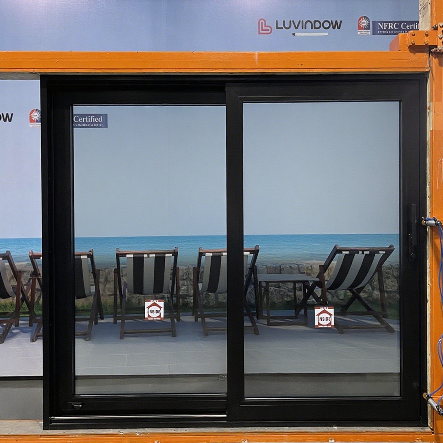 Luvindow Superior Thermal Insulation Aluminum Lift and slide Door 96 in x 96 in 3-9/16 in Jamb, Double-Tempered Low-E Argon Glass, Black Finish, Interior Door, Patio Door